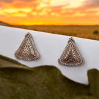Intricate Rose Gold Triangle Stud Earrings