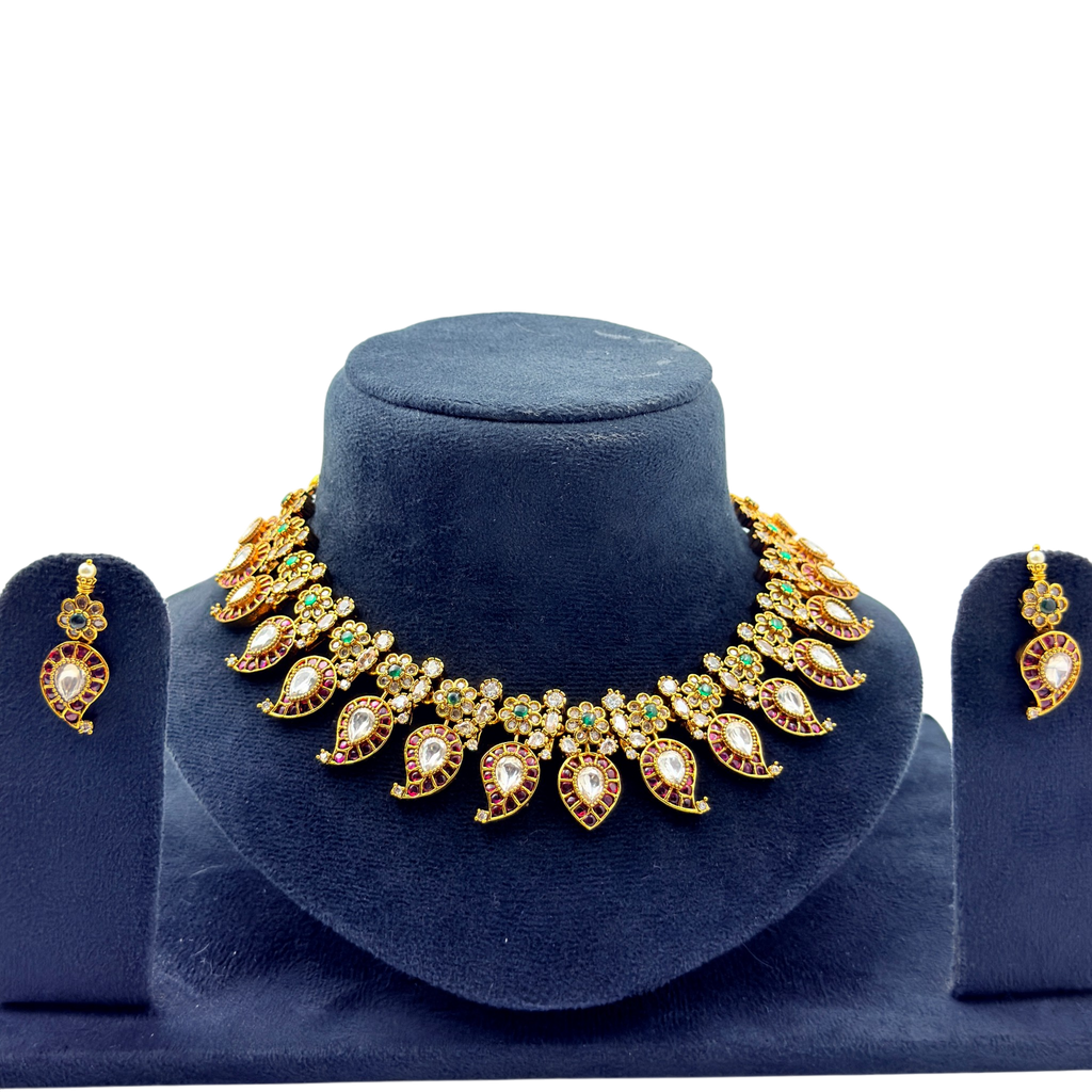 Paisley Kundan Statement Choker Set