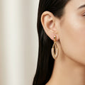 Pavé Oval Drop Loop Gold earring
