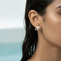 Pearl Bloom CZ Stud Gold earring with pearl-like center