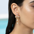 Gold Pearl Halo Drop Jhumki Earrings