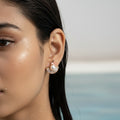 Pearl Halo Fan Stud Earring 