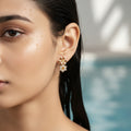 Radiant Dual-Blossom Studs Gold earrings