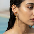 Radiant Halo Tassel Drop Gold earring