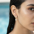 Radiant Pavé Blossom Drops rose gold flower earring