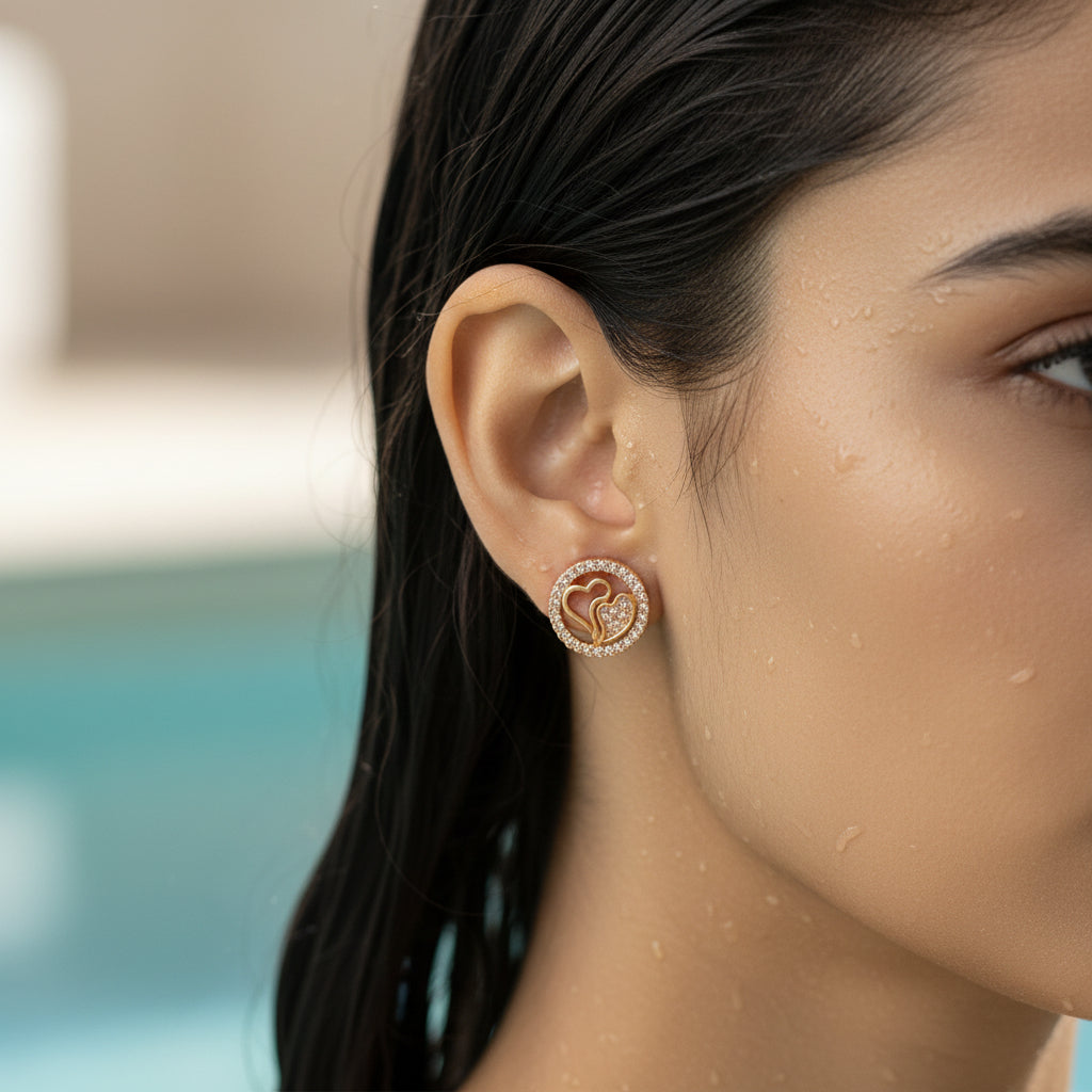 Romantic Elegant Gold heart-shaped earring