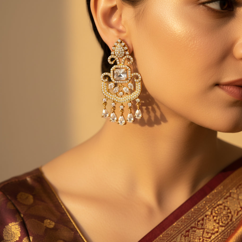 Gold and crystal earrings 