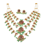 Jewelry set with necklace and earrings on a white background