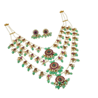 Jewelry set with necklace and earrings on a white background