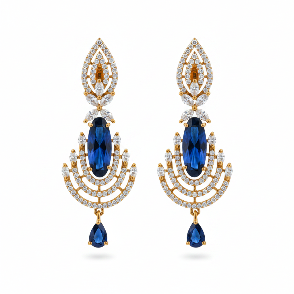 Royal Sapphire Cascade Statement Earrings