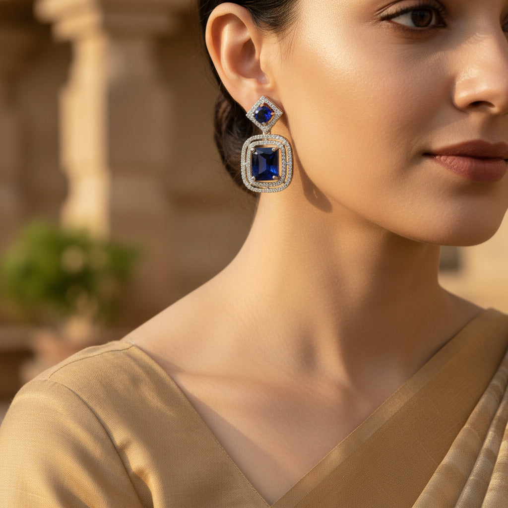 Pair of blue gemstone earrings 