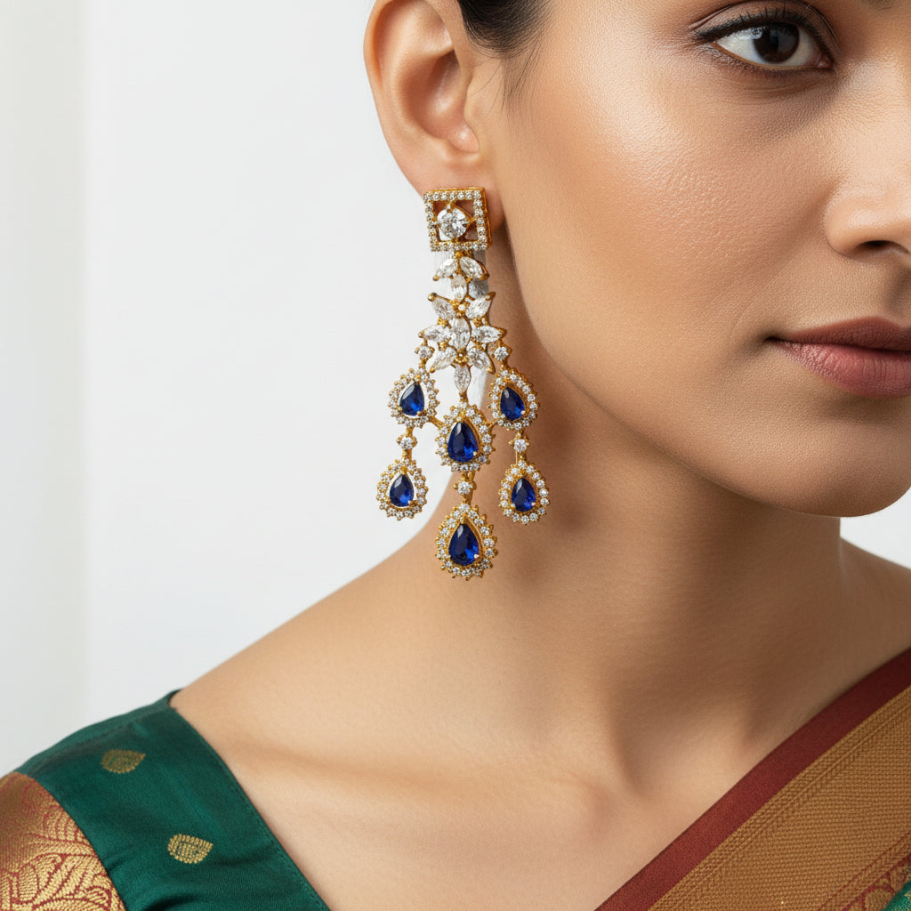 Royal Sapphire Drop Chandelier Earrings