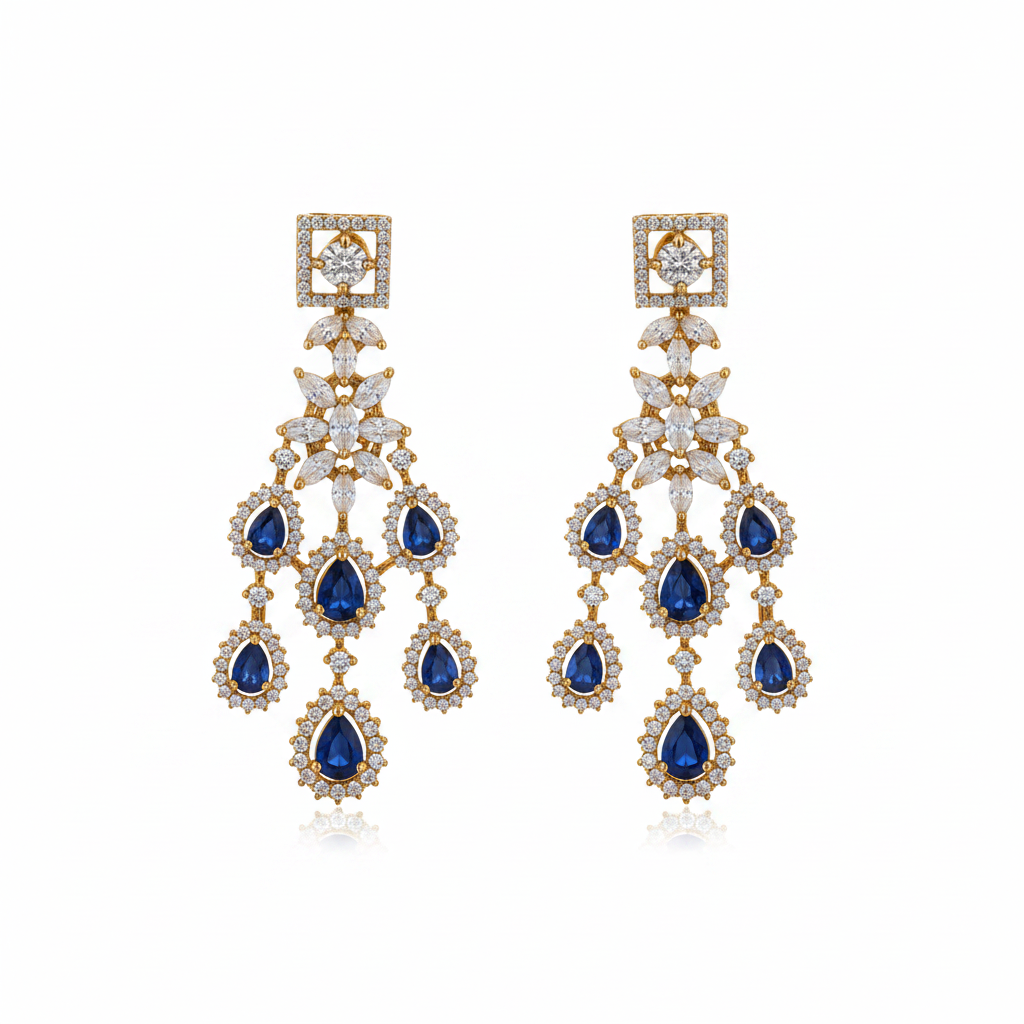 Royal Sapphire Drop Chandelier Earrings