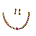 Jewelry set with necklace and earrings on a white background