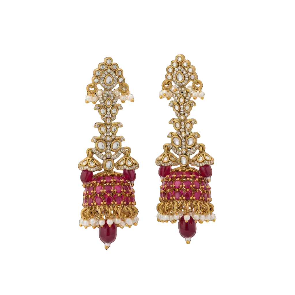 Ruby Pearl Jhumka Chandelier Earrings