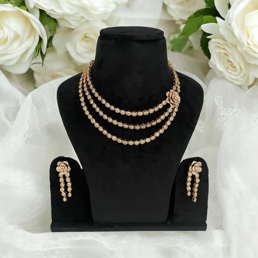 Royal Cascade American Diamond (AD) Necklace and Earrings Set