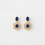 Sapphire Hexa Halo Statement Earrings