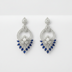 Sapphire Pearl Bloom Statement Earrings