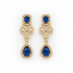 Sapphire Teardrop Cluster Statement Earrings