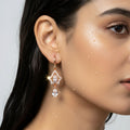 Sparkling Star Frame Drop Rose gold earring