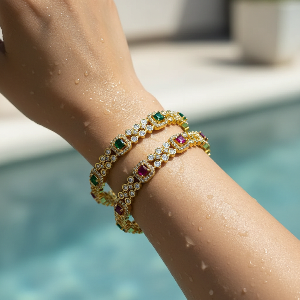 Regal Gemstone Bangle Set