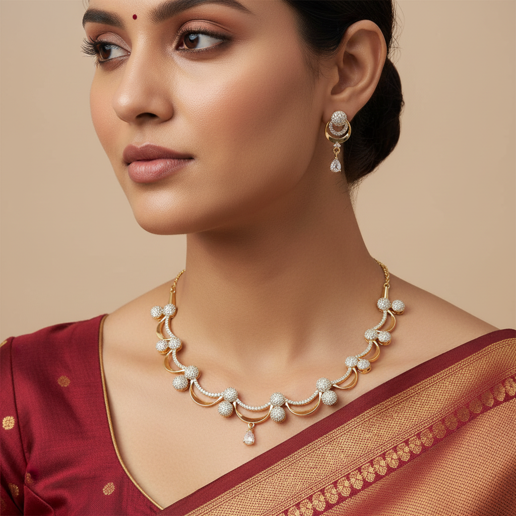 Moonlit Glamor Necklace and Earring Set