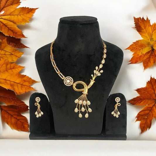 Enchanted Bloom American Diamond (AD) Necklace and Earrings Set