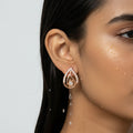Teardrop Flame CZ Stud gold teardrop earring