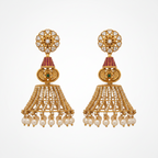 Temple Pearl Jhumka Statement Earrings