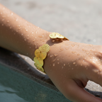 Textured Leaf Band Open Cuff Bracelet