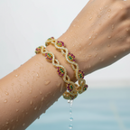 Ornate Ruby & Emerald Bangle Set