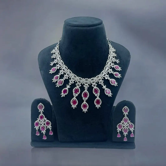Radiant Elegance American Diamond (AD) Necklace and Earrings Set