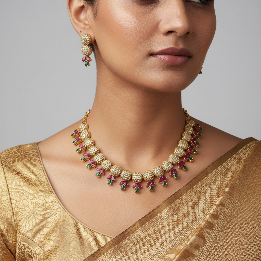 Crystal Drop Necklace Set