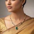 Royal Emerald Drop Necklace and Earrings Set