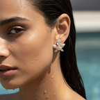 Golden Crystal Leaf Earrings