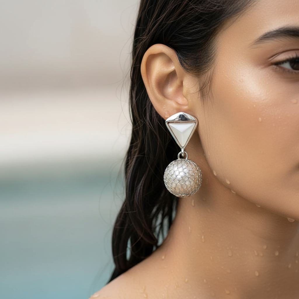 Radiant Pearl Cage Drop Earrings