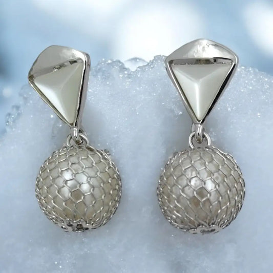 Radiant Pearl Cage Drop Earrings
