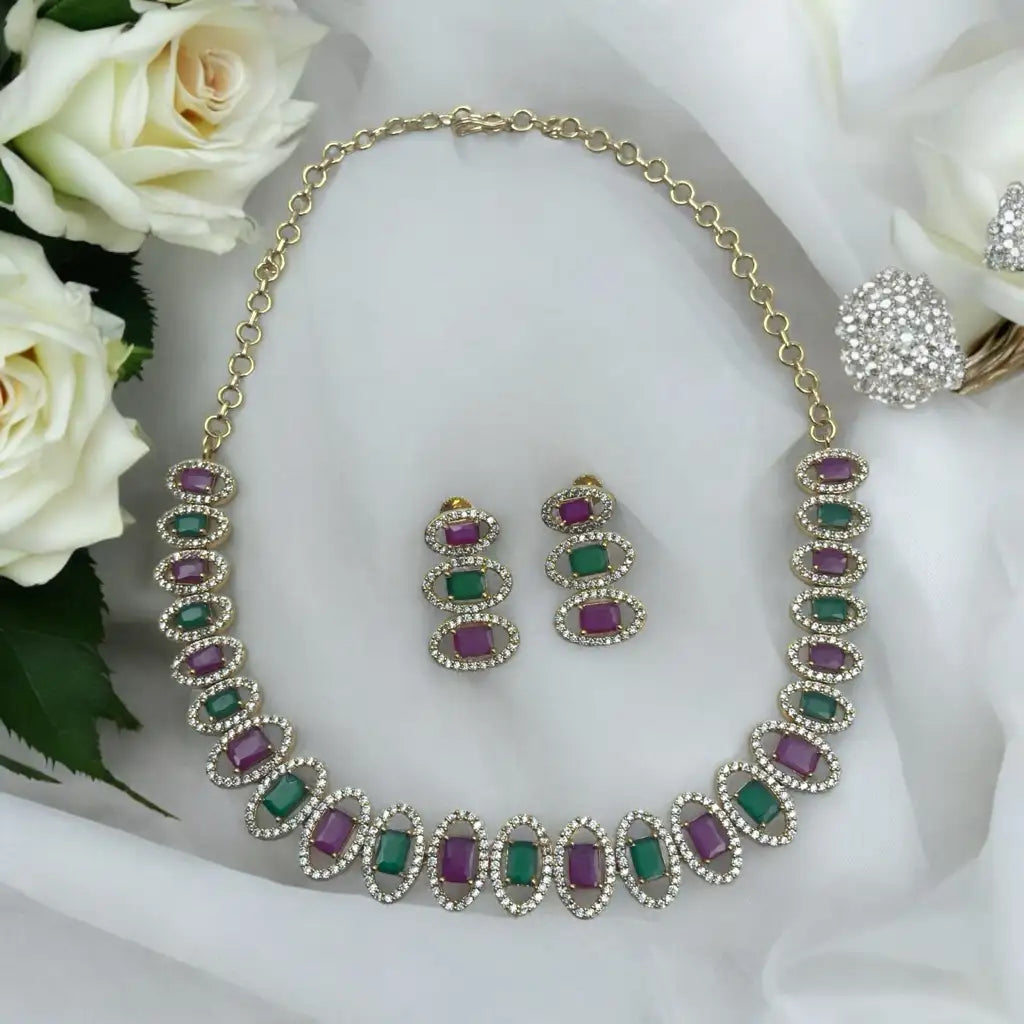 Majestic Emerald Necklace and Earrings Set
