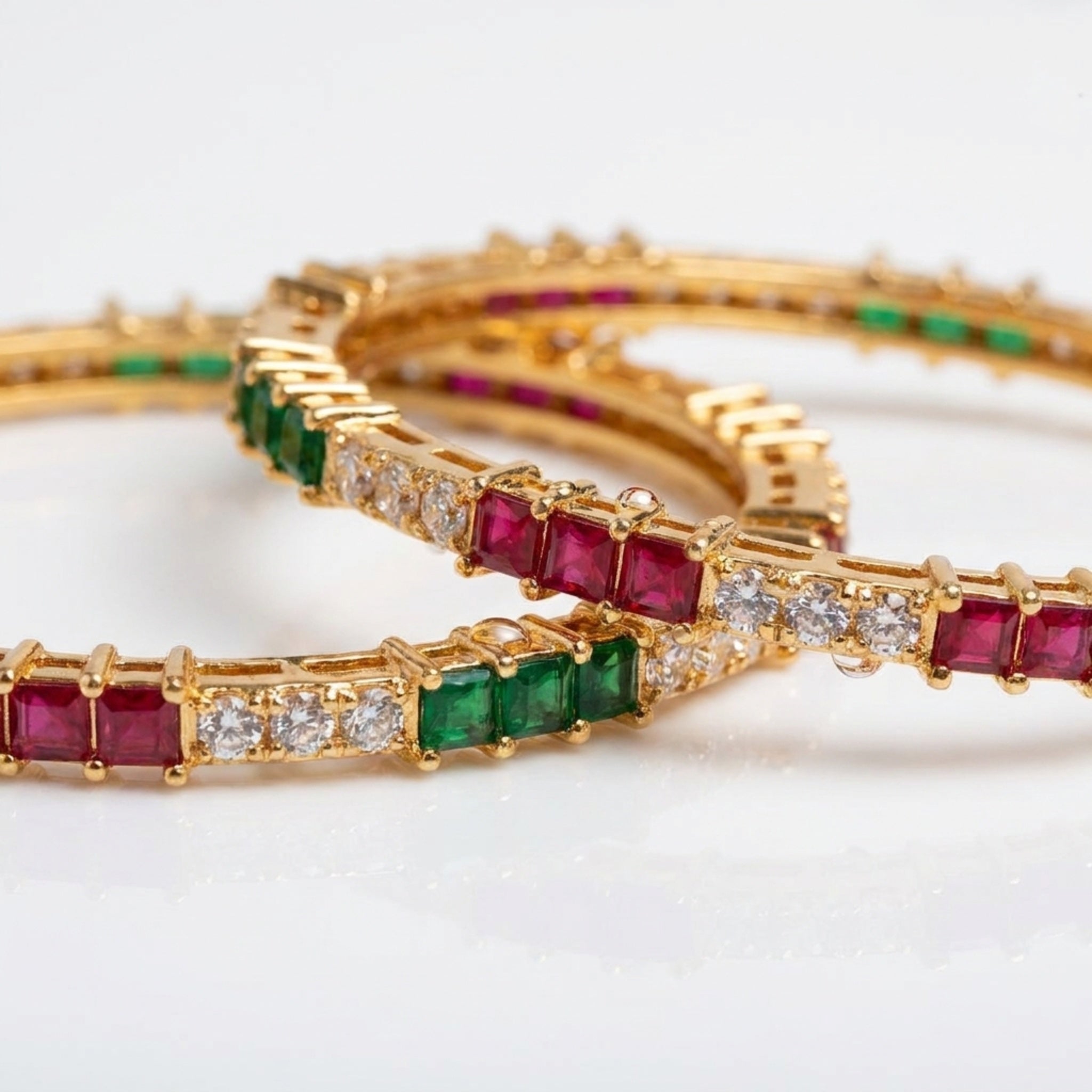 KJ-AI-GALLERY-v1 | Aarunya Prism Bangles — macro detail | Krystal Jewels