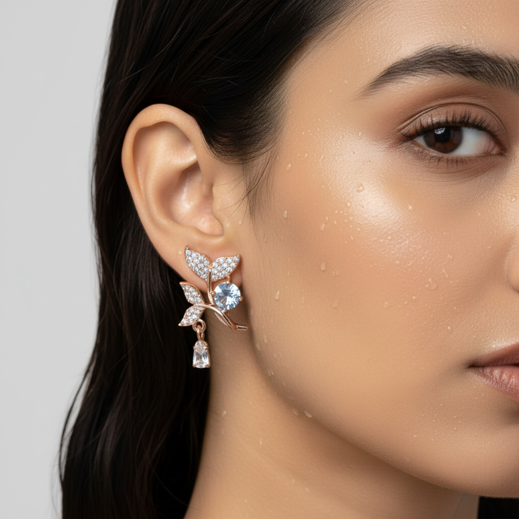 Blossom Sparkle Leaf Earrings