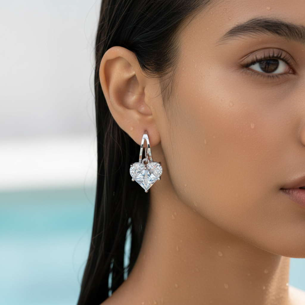 Radiant Crystal Heart Earrings