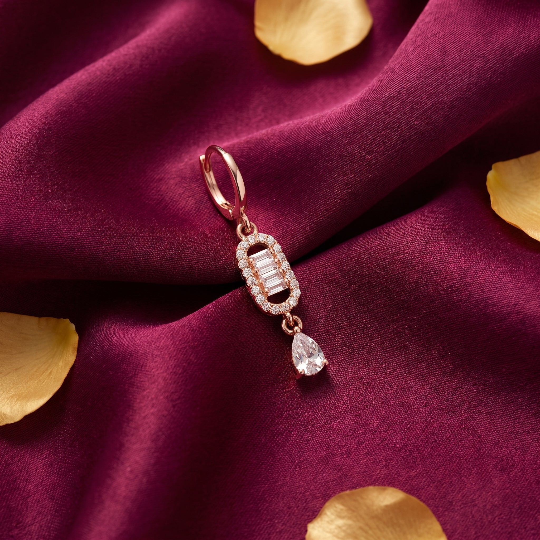 Baguette Link Drop Earrings — festive editorial view, Krystal Jewels