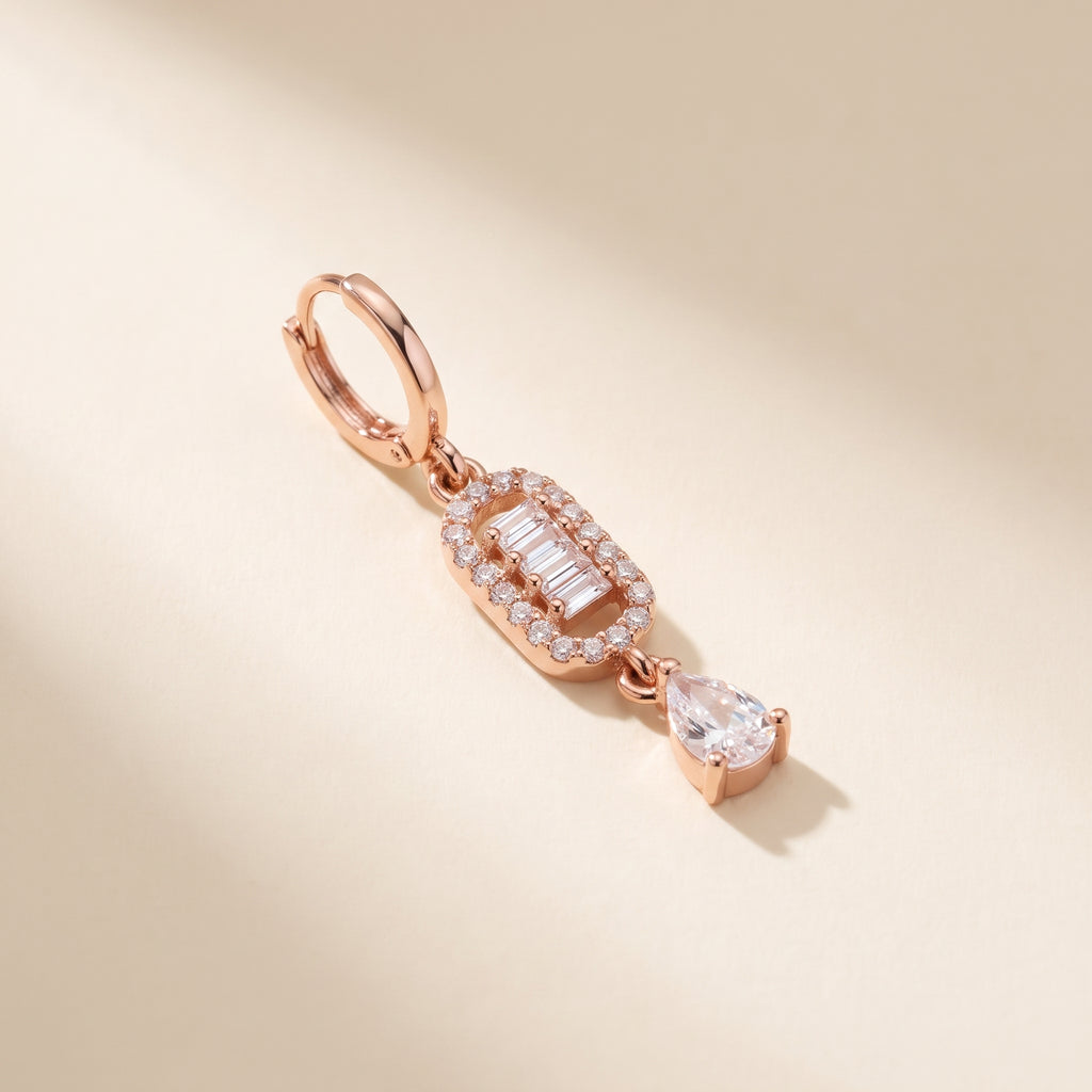 Baguette Link Drop Earrings — studio hero view, Krystal Jewels