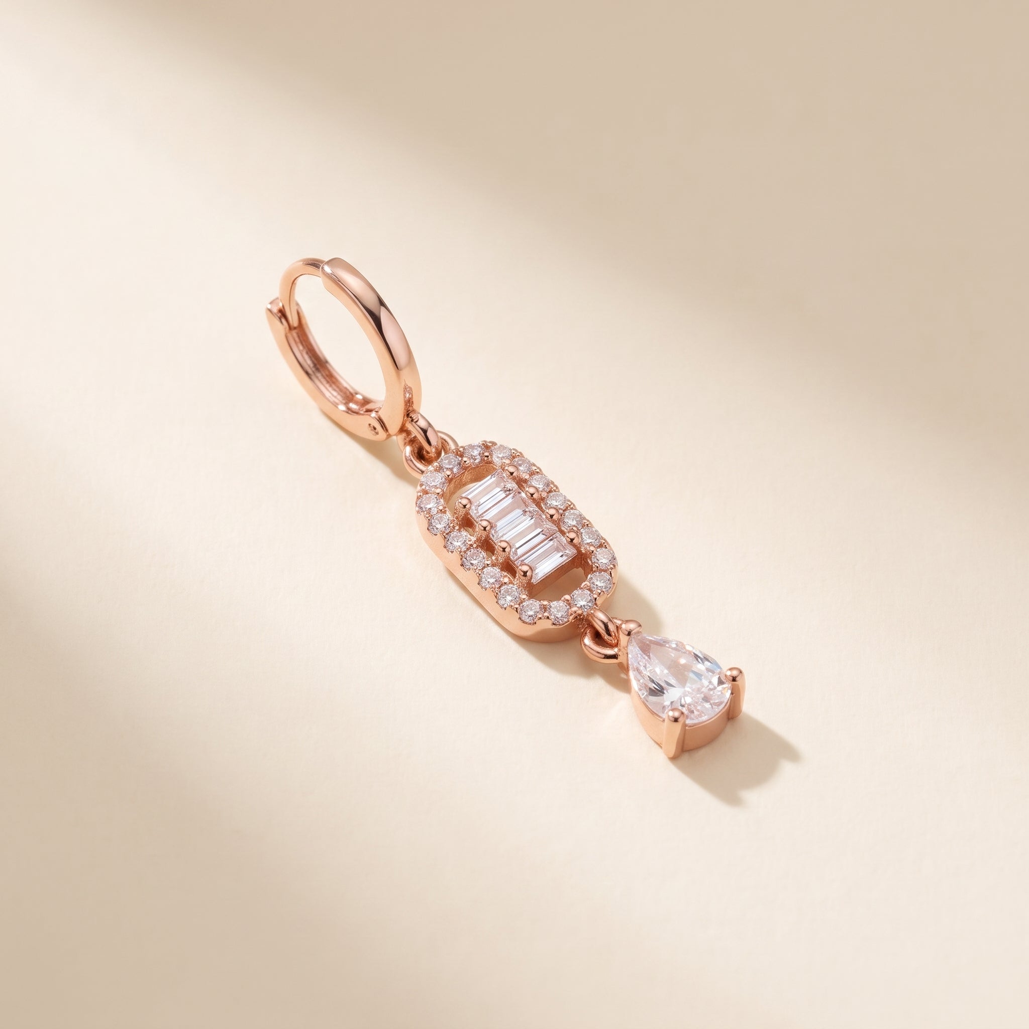 Baguette Link Drop Earrings — studio hero view, Krystal Jewels