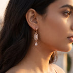 Baguette Link Drop Earrings — lifestyle view, Krystal Jewels
