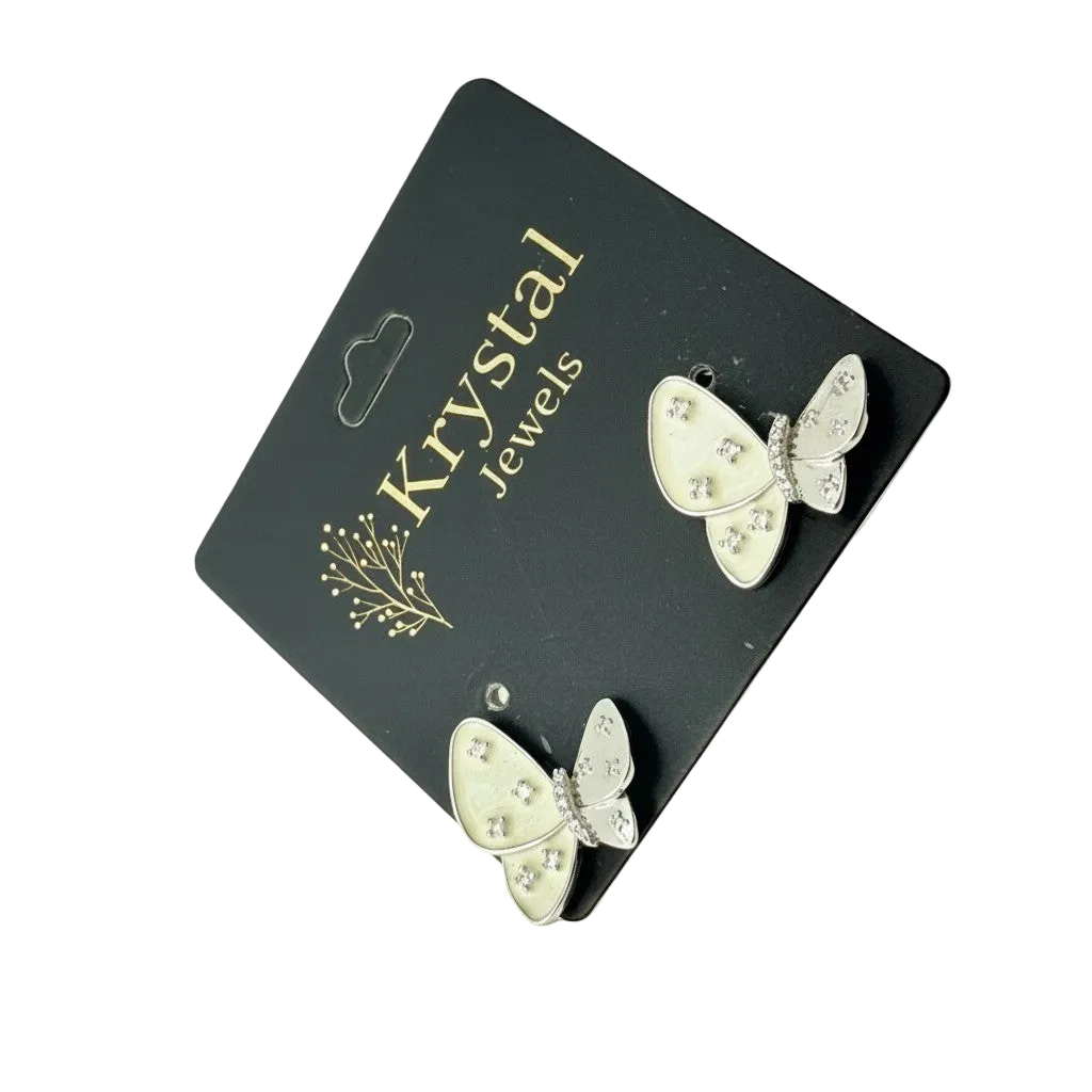 Ivory Butterfly Crystal Stud Earrings