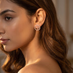 Blossom Halo Circle Stud Earrings — lifestyle view, Krystal Jewels