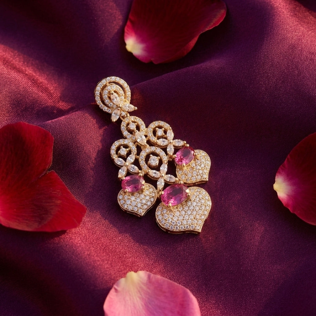 Blush Heart Cascade Earrings