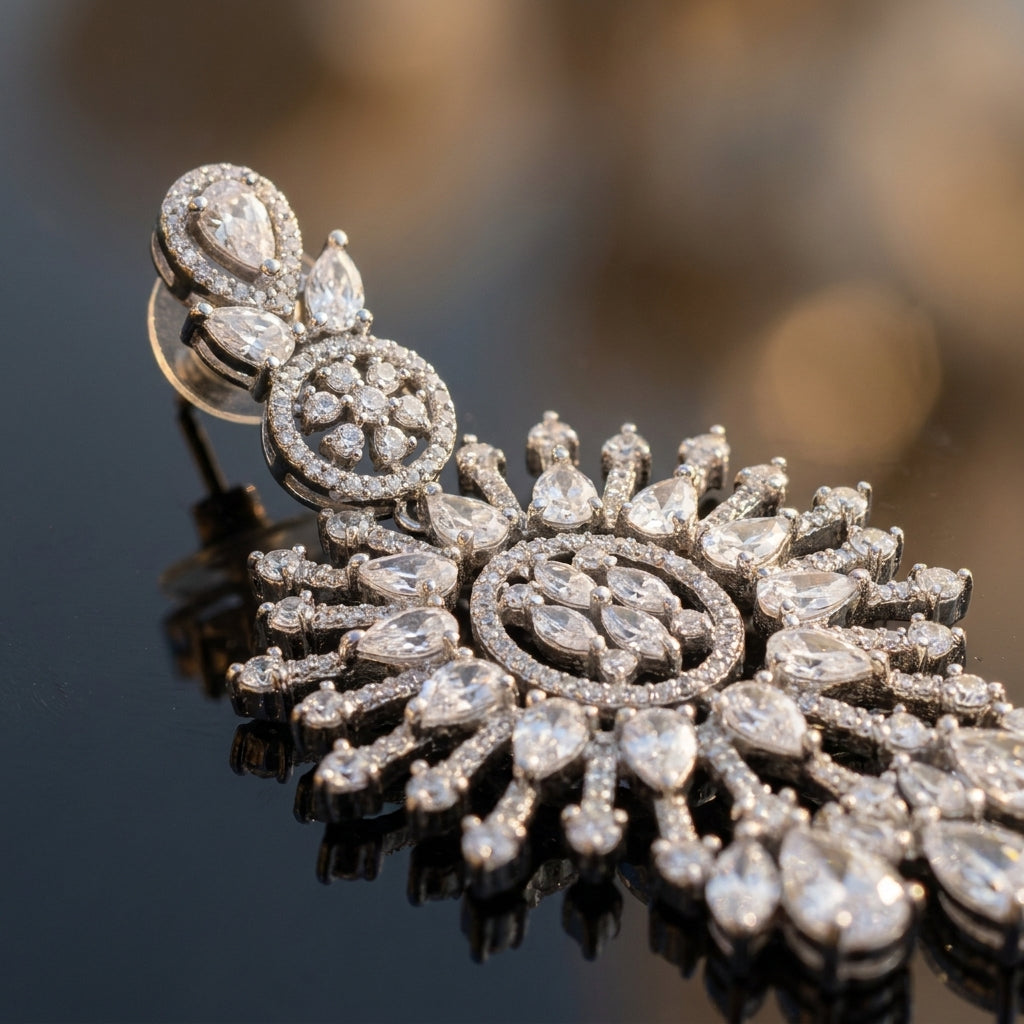 Celestial Bloom Crystal Statement Earrings