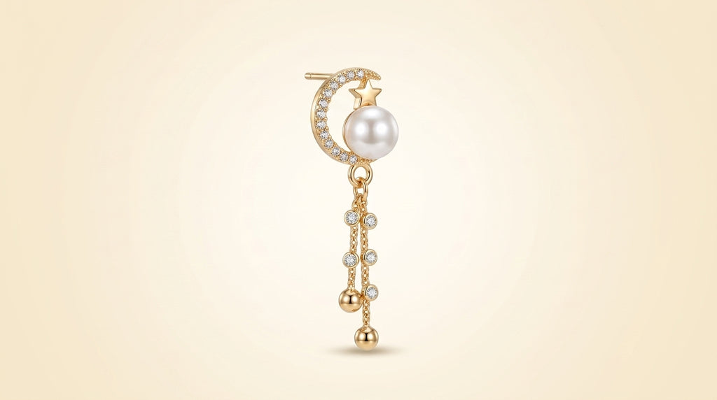 Celestial Pearl Tassel Drop Earrings